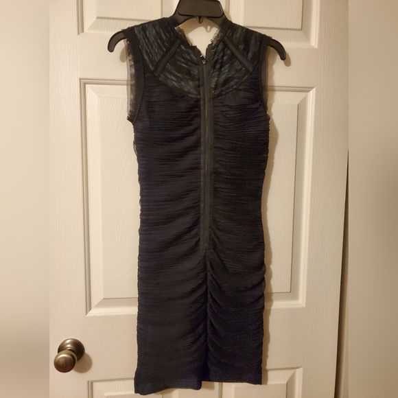 BCBGMaxAzria mini dress. Black mesh outer with blue inner layer ) Size S - Picture 4 of 5